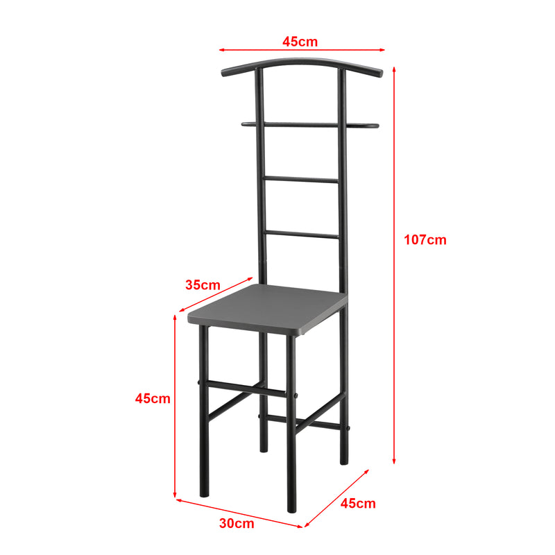 Målskitse Herrebetjentstol Anaheim 107x45x45 cm med knagerække en.casa