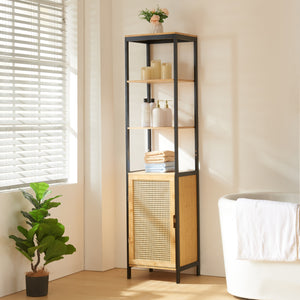 Højskab Tervola 172x40x35cm bambus sort [en.casa] - premiumXL