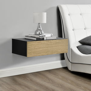 [en.casa]® Væghylde / Sengebord med skuffe - 50x24x12cm - i forskellige farver