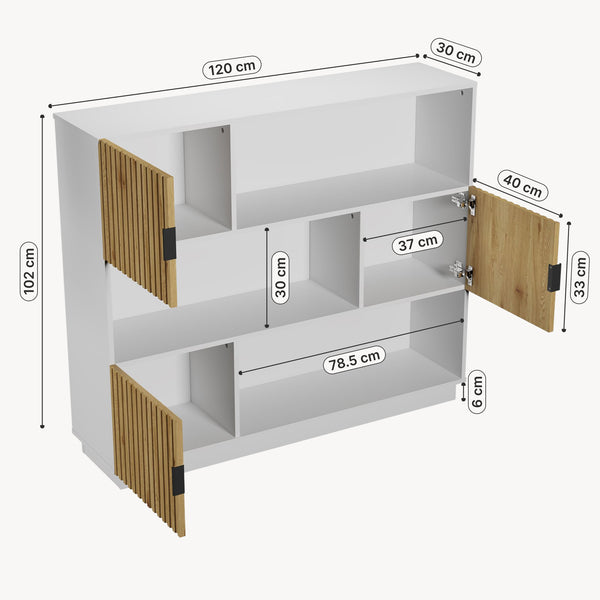 Bogreol Verhundar 102x120x30 cm [en.casa]