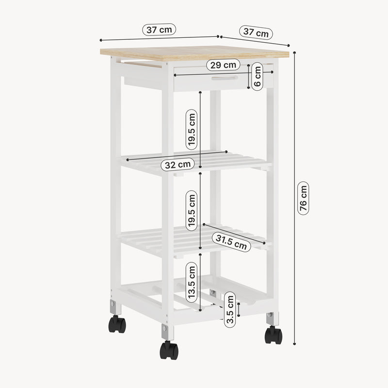 Målskitse Serveringsvogn Biel 76x37x37 cm [en.casa]