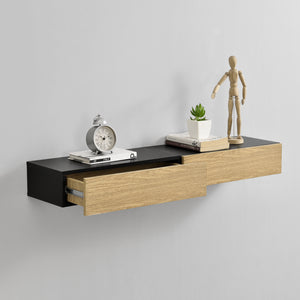 [en.casa]® Væghylde / Sengebord med skuffe - sæt 2 stk. - 50x24x12cm - i forskellige farver