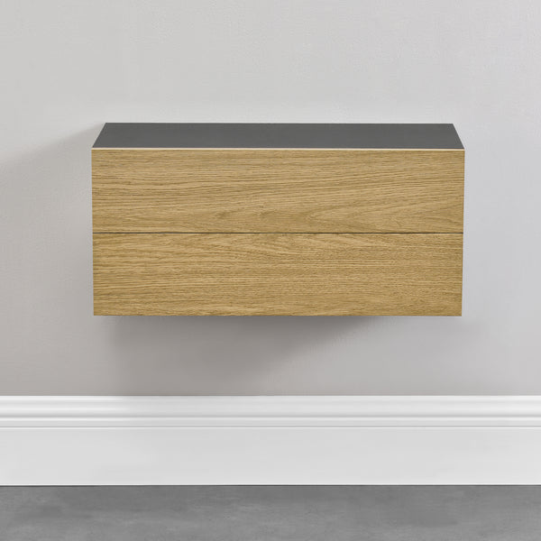 [en.casa]® Væghylde / Sengebord med skuffe - sæt 2 stk. - 50x24x12cm - i forskellige farver