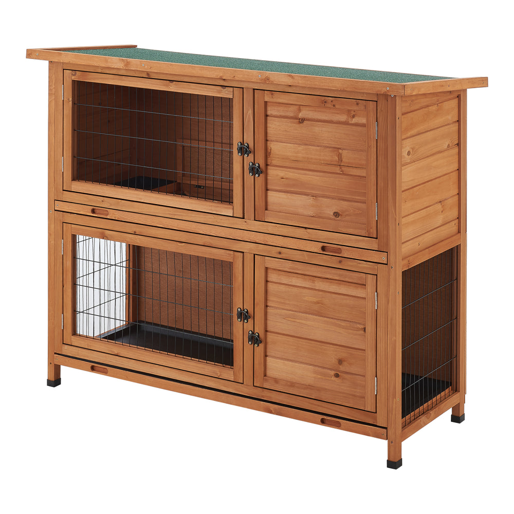 Kaninbur Falkenau smådyrsbur 104x122x50cm grantræ [en.casa] - premiumXL