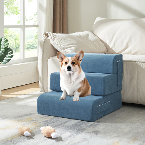 Kæledyrstrappe Joelerhatra 4 - delt 45x50x45 cm Cord Blå [en.casa] - premiumXL