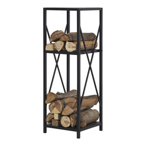 Brændeopbevaring Tinglev Stål 34x34x105,5 cm Sort [en.casa]