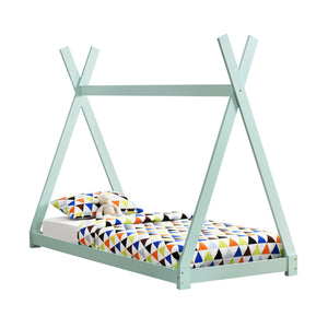 [en.casa]® Børneseng tipi telt - 90x200cm - fyrretræ - i forskellige farver