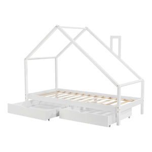 Assling børneseng med 2 skuffer 90x200cm i forskellige farver farver [en.casa]