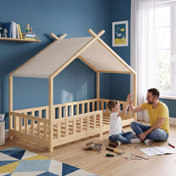 Husseng Rila i Montessori-stil med faldsikring 90x200 cm [en.casa]