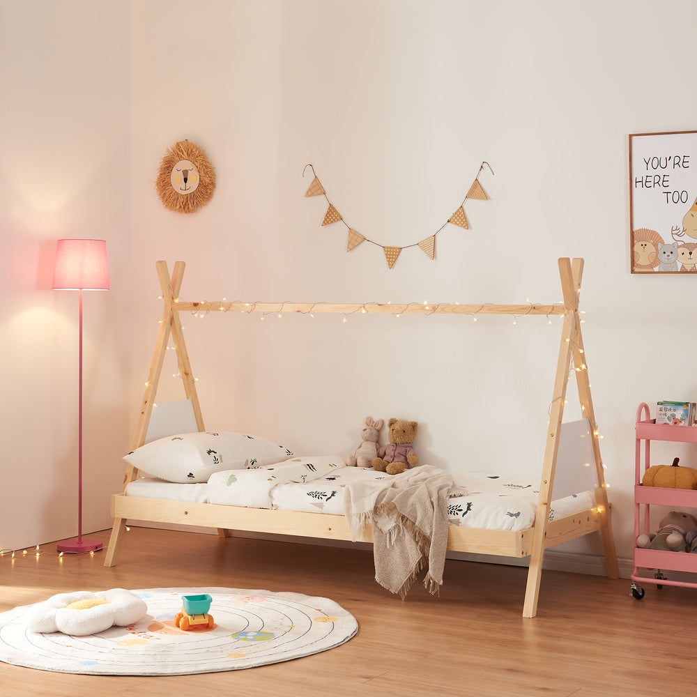 Tipi - Seng Siikajoki 90x200cm Fyrretræ Natur [en.casa] - premiumXL