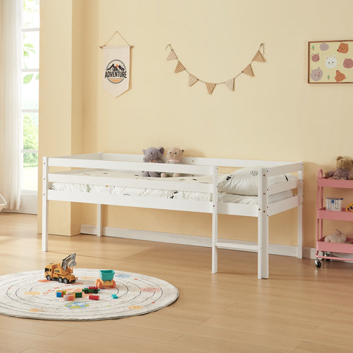 Børneseng Siikalatva 90x200cm Fyrretræ Hvid [en.casa]