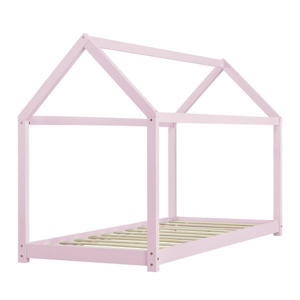 [en.casa]® Børneseng Hus - 200x90cm - fyrretræ - i forskellige farver