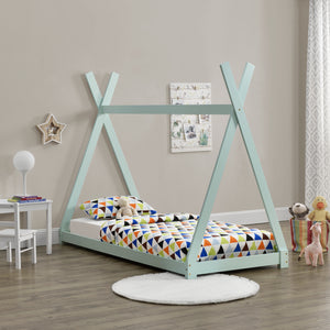 [en.casa]® Børneseng tipi telt - 90x200cm - fyrretræ - i forskellige farver