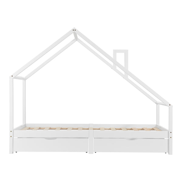 Assling børneseng med 2 skuffer 90x200cm i forskellige farver farver [en.casa]