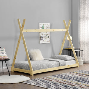 [en.casa]® Børneseng tipi telt - fyrretræ - i forskellige farver og størrelser