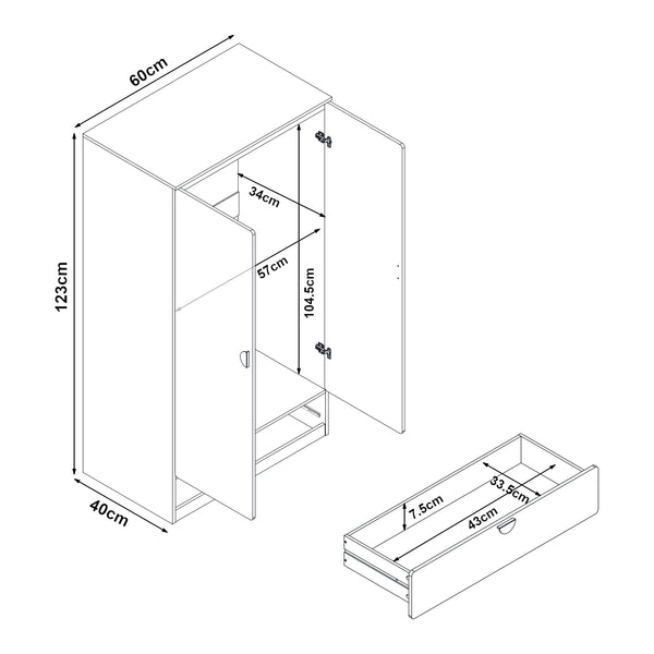 Sandnes børnegarderobe med skuffe [en.casa]