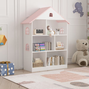 Børnehylde Vipsali 107x83x30 cm hvid/pink [en.casa]