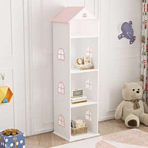 Børnehylde Vipsali 140x40x35 cm Hvid/Rosa [en.casa] - premiumXL