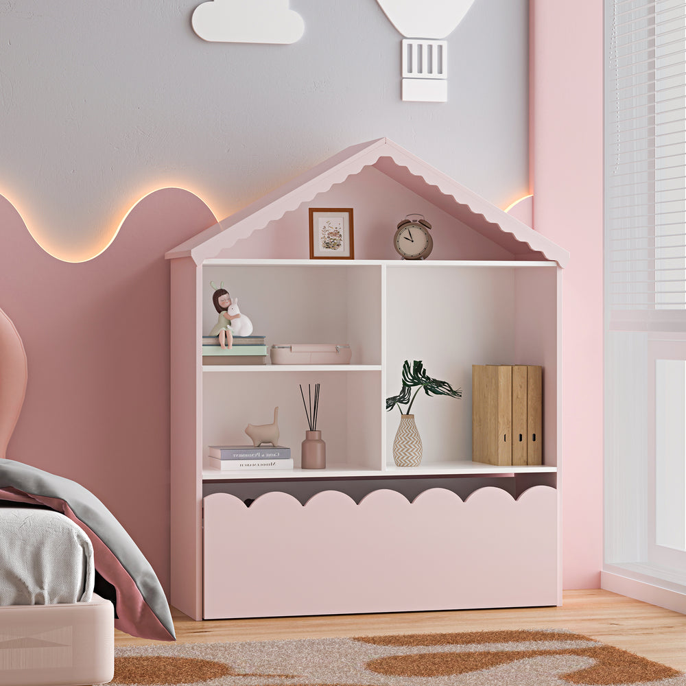 Børnehylde Vestnes 114x91x30 cm Cotton Candy/White [en.casa]