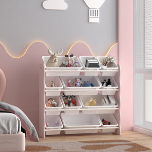 Børnehylde Vestnes med 12 opbevaringskasser 78x86x27 cm Cotton Candy/Hvid [en.casa] - premiumXL