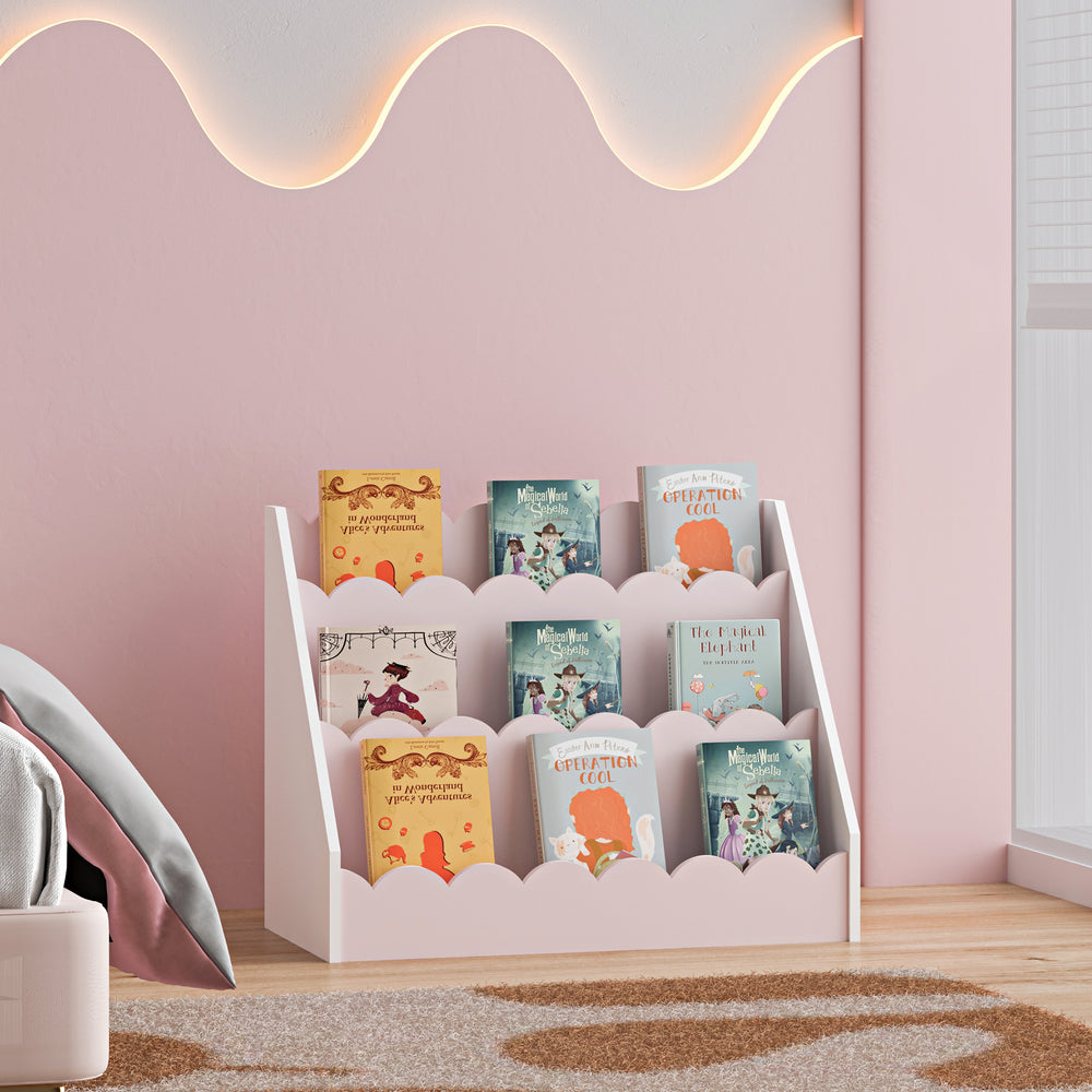 Børnehylde Vestnes 48x61x30 cm Cotton Candy/White [en.casa]