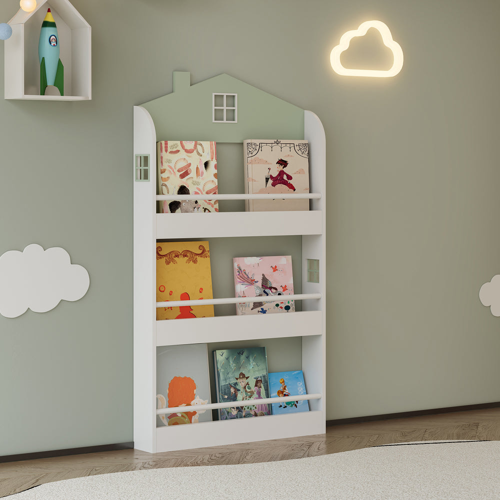 Børnehylde Vipsali 106x60x12 cm mintgrøn/hvid [en.casa] - premiumXL