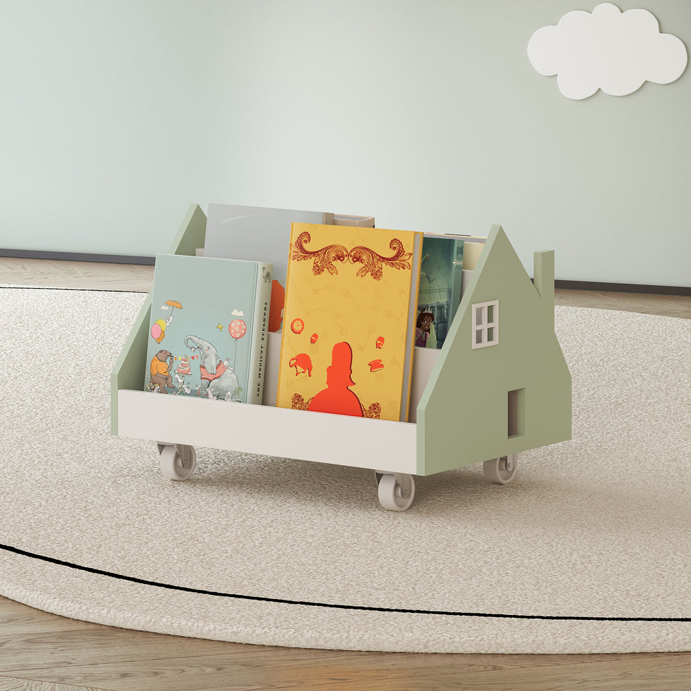 Mobil børnehylde Vipsali 50x33x34 cm mintgrøn/hvid [en.casa] - premiumXL