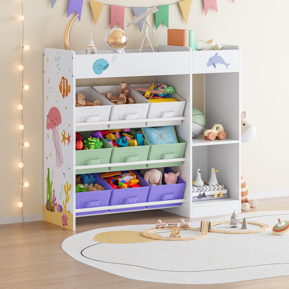 Børnehylde Farusa 80x90x30 cm Aqua Dream motiv [en.casa] - premiumXL