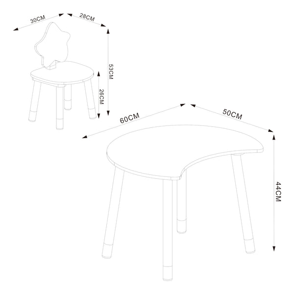 Børneskrivebord med stol Lallega måne- og stjernedesign [en.casa]