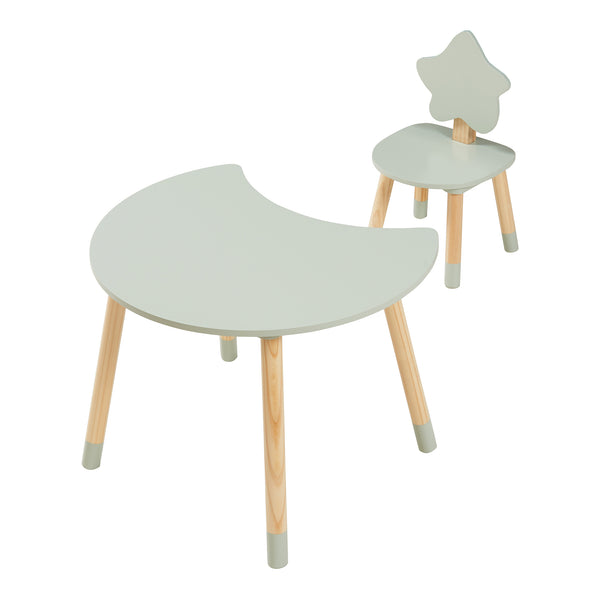 Børneskrivebord med stol Lallega måne- og stjernedesign [en.casa]