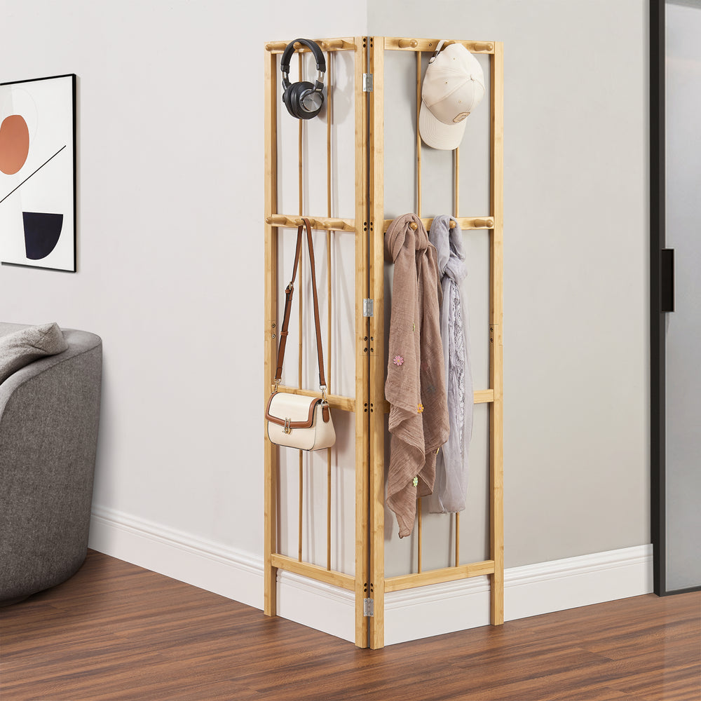 Hjørnegarderobe Hyllestad 165,5x92x8cm bambus [en.casa] - premiumXL