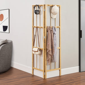 Hjørnegarderobe Hyllestad 165,5x92x8cm bambus [en.casa] - premiumXL
