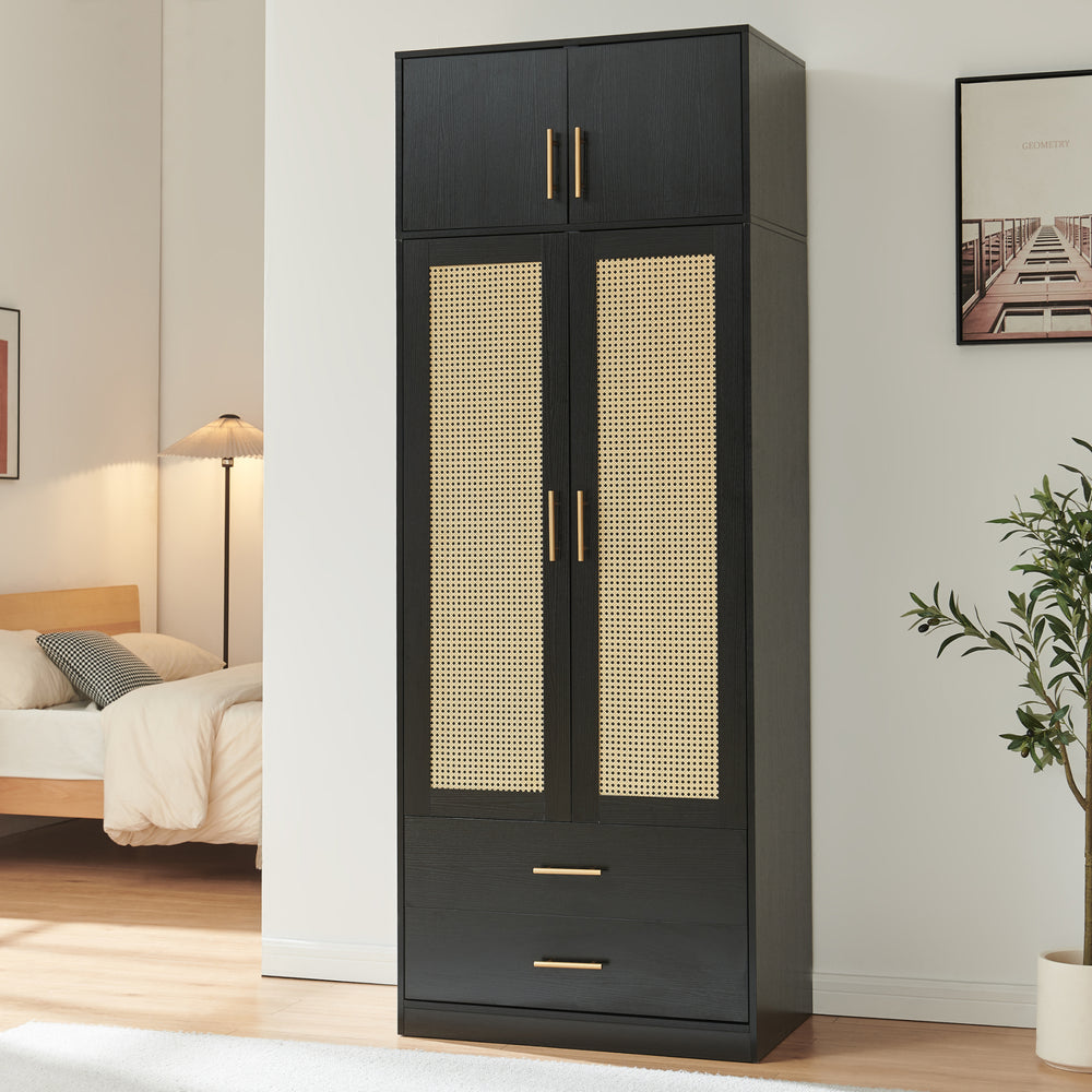Garderobeskab Larundi 216x80x52 cm med 4 døre [en.casa]