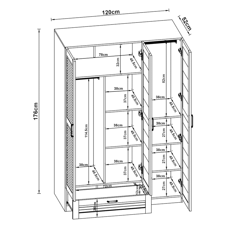 Målskitse Garderobe Finning i forskellige designs designs [en.casa]