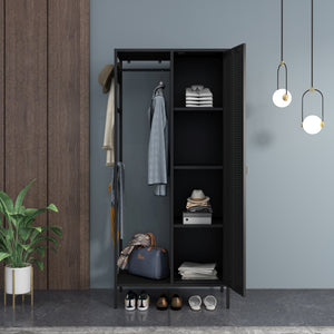 Armario ropero Puumala con puerta perforada 180x80x45cm - [en.casa]