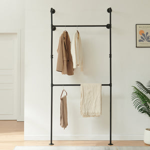 Tøjstang til vægmontering Kenävatka stål sort [en.casa]