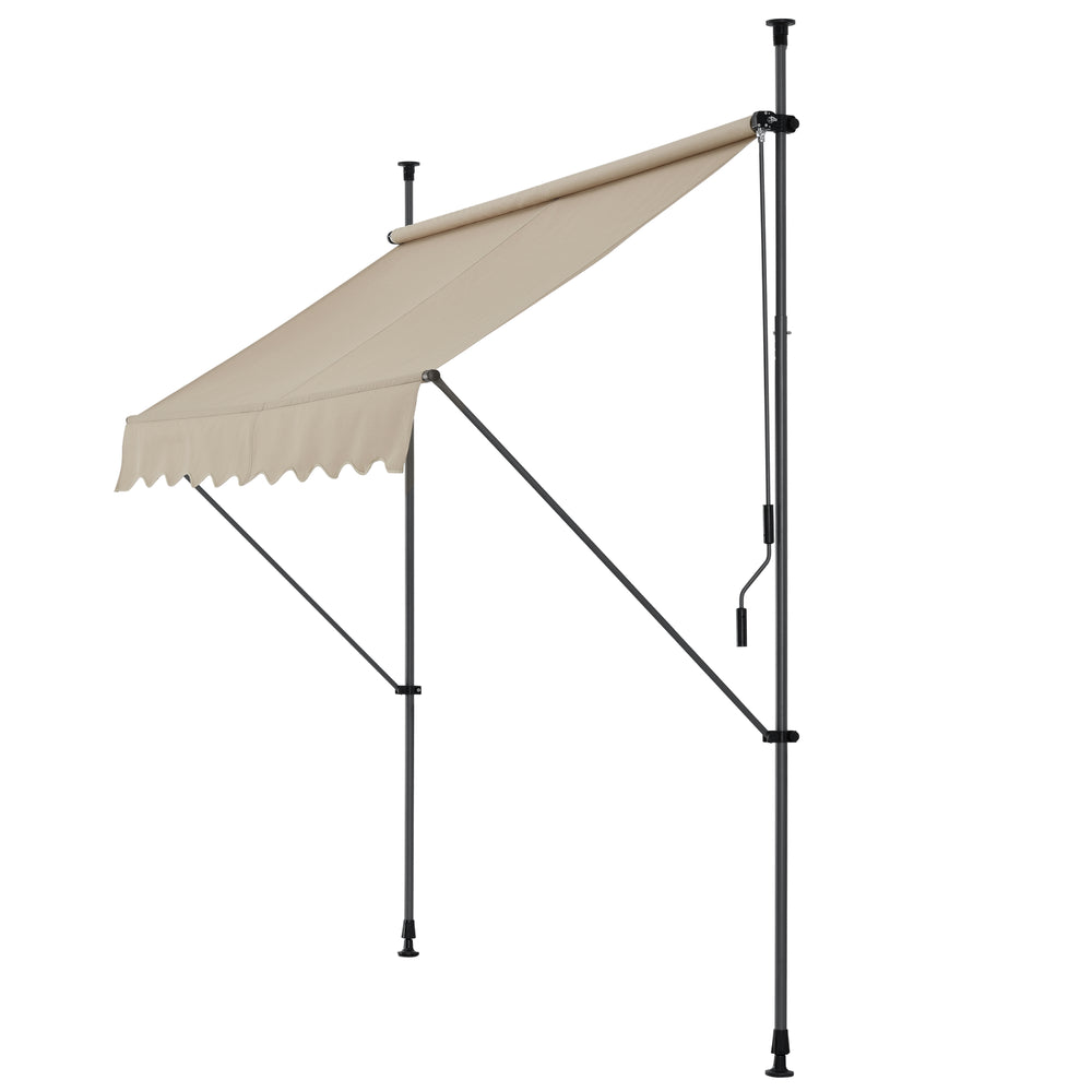 [pro.tec]® Terrassemarkise med håndsving - manuelt indtrækkelig - 120x200-300cm - ingen vægboring - i forskellige farver og størrelser