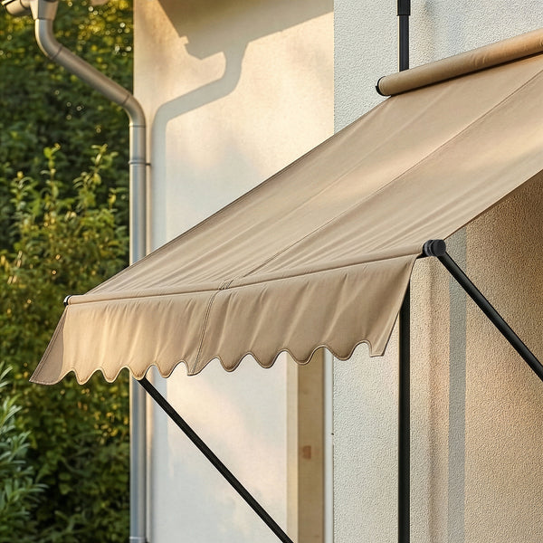 [pro.tec]® Terrassemarkise med håndsving - manuelt indtrækkelig - 120x200-300cm - ingen vægboring - i forskellige farver og størrelser