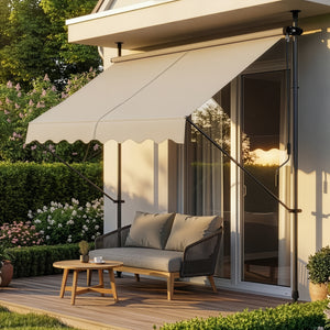 [pro.tec]® Terrassemarkise med håndsving - manuelt indtrækkelig - 120x200-300cm - ingen vægboring - i forskellige farver og størrelser