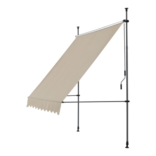 [pro.tec]® Terrassemarkise med håndsving - manuelt indtrækkelig - 120x200-300cm - ingen vægboring - i forskellige farver og størrelser