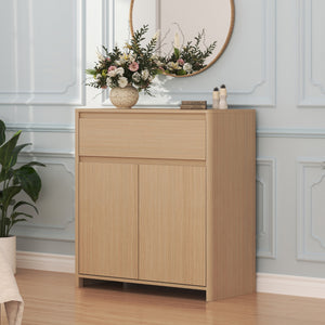 Skab med skuffe Takranmaa 88x79x39 cm egetræslook [en.casa]