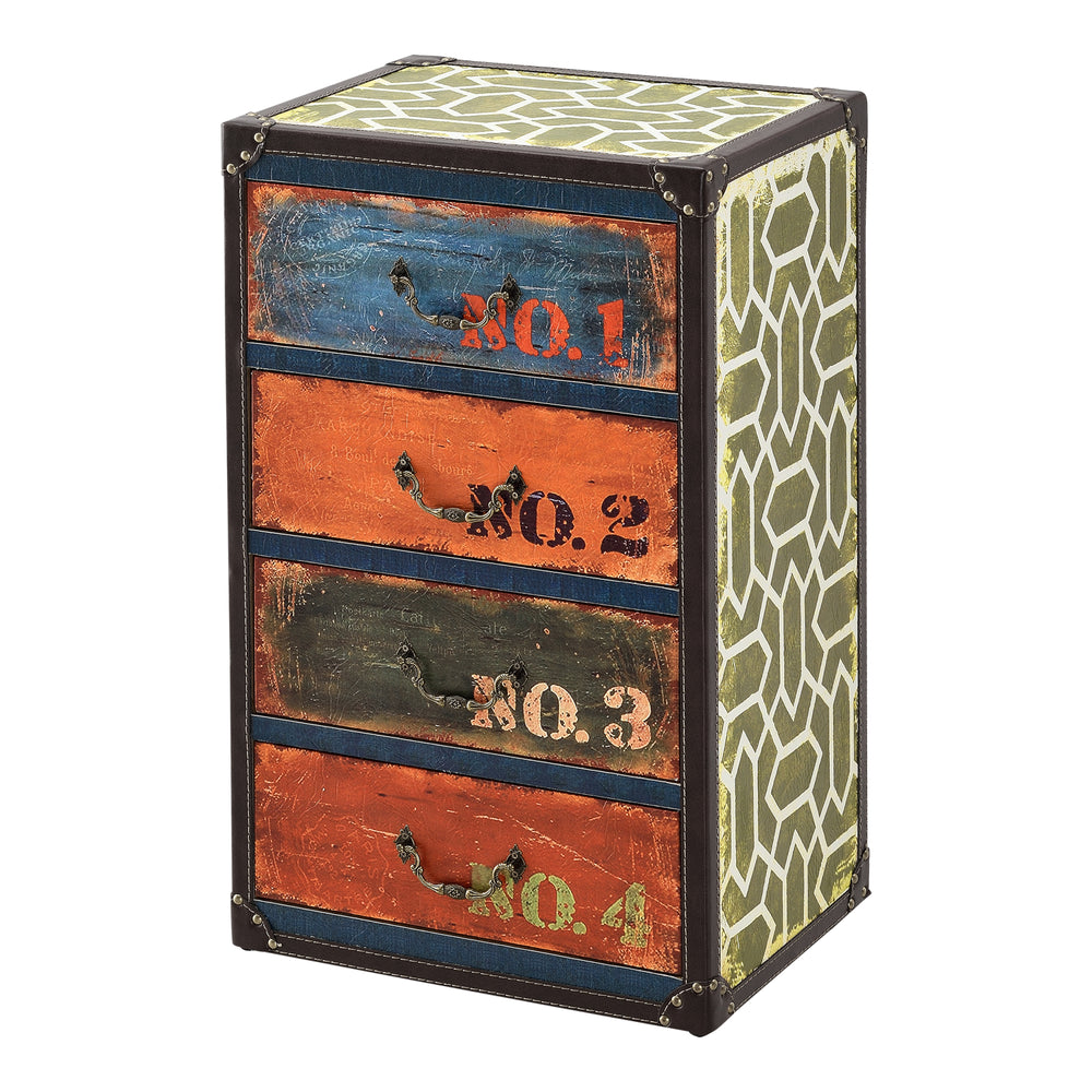 Kommode Geeste 66x40x30 cm med 4 skuffer i kunstlæder Flerfarvet en.casa