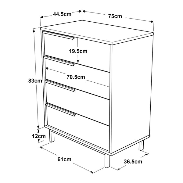 Kommode Vesanto 95x75x45 cm 4 skuffer [en.casa]