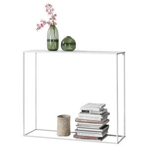 [en.casa]® Sidebord - aflastningsbord - 95x110x32cm - metal - ridsefast - sort