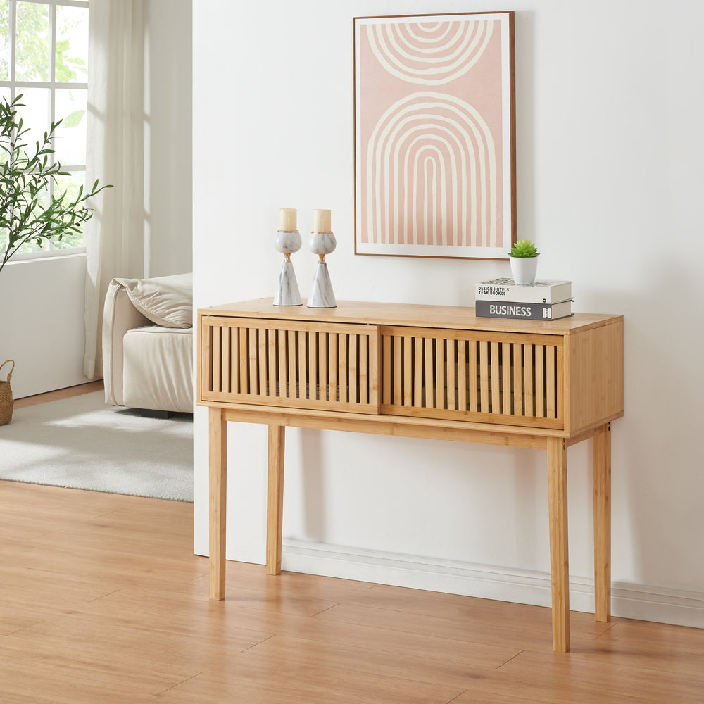 Konsolbord Ypäjä 110x39x81 cm bambus [en.casa] - premiumXL