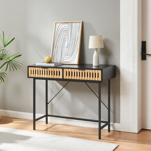 Konsolbord Luniehti 100x40x75 cm Sort/Natur [en.casa] - premiumXL