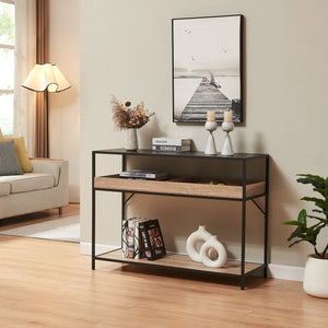 Konsolbord Belana 110x40x80 cm Sort/Eg-look [en.casa] - premiumXL
