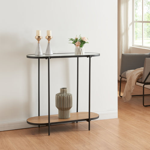 Konsolbord Høyanger 80x80x30cm sort/eg [en.casa].