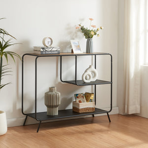 Konsolbord Krødsherad 83x102x36cm Sort/Eg [en.casa] - premiumXL