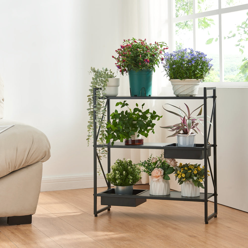 Plantehylde Berkelland Metal Sort [en.casa] - premiumXL